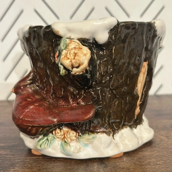 Vintage Tii Collections Winter Red Bird Cardinal Planter Pot Christmas Decor - Picture 2 of 11